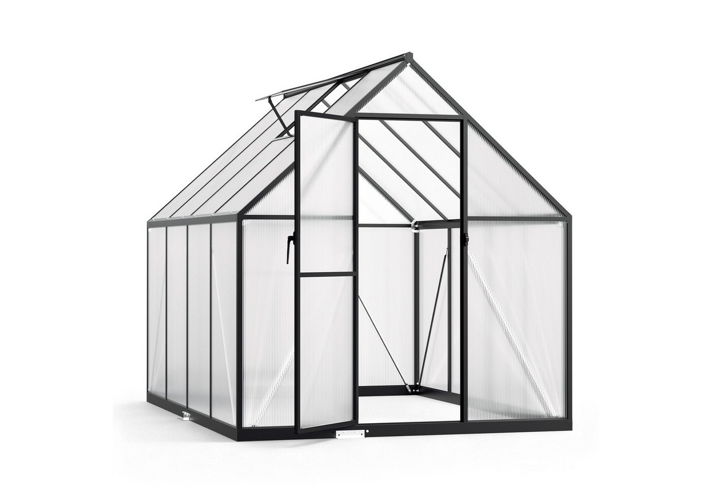 Clanmacy Gewächshaus Aluminium-Gewächshaus 224 × 170 × 195 cm, Schwarz Bild 3