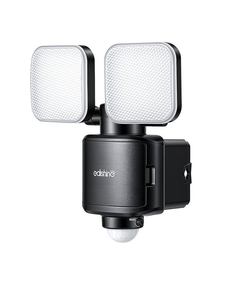 EDISHINE Wandstrahler mit Bewegungsmelder, LED fest integriert, Tageslichtweiß, 900 Lumen, 6500K, Flutlicht mit zwei drehbaren Leuchtenköpfen Bild 5