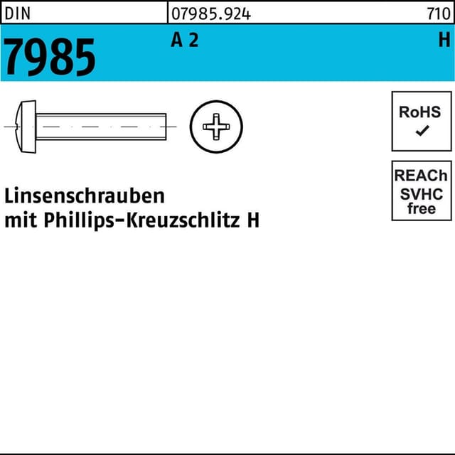 No Brand - din 7985/ISO 7045 Linsenschraube vg M3x25 Edelstahl A2 blank ph 1000 Stk