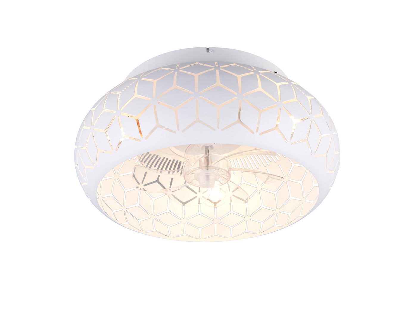 Reality Leuchten LED Deckenleuchte mit Ventilator & Fernbedienung Ø 50cm, Timerfunktion, LED wechselbar, warmweiß, Deckenventilator mit Licht, ausgefallene Deckenlampe inkl. E27 LED Bild 4