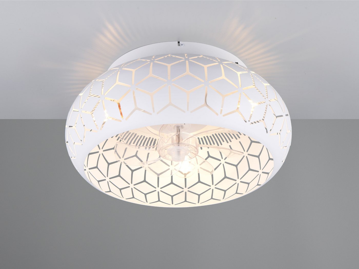 Reality Leuchten LED Deckenleuchte mit Ventilator & Fernbedienung Ø 50cm, Timerfunktion, LED wechselbar, warmweiß, Deckenventilator mit Licht, ausgefallene Deckenlampe inkl. E27 LED Bild 5