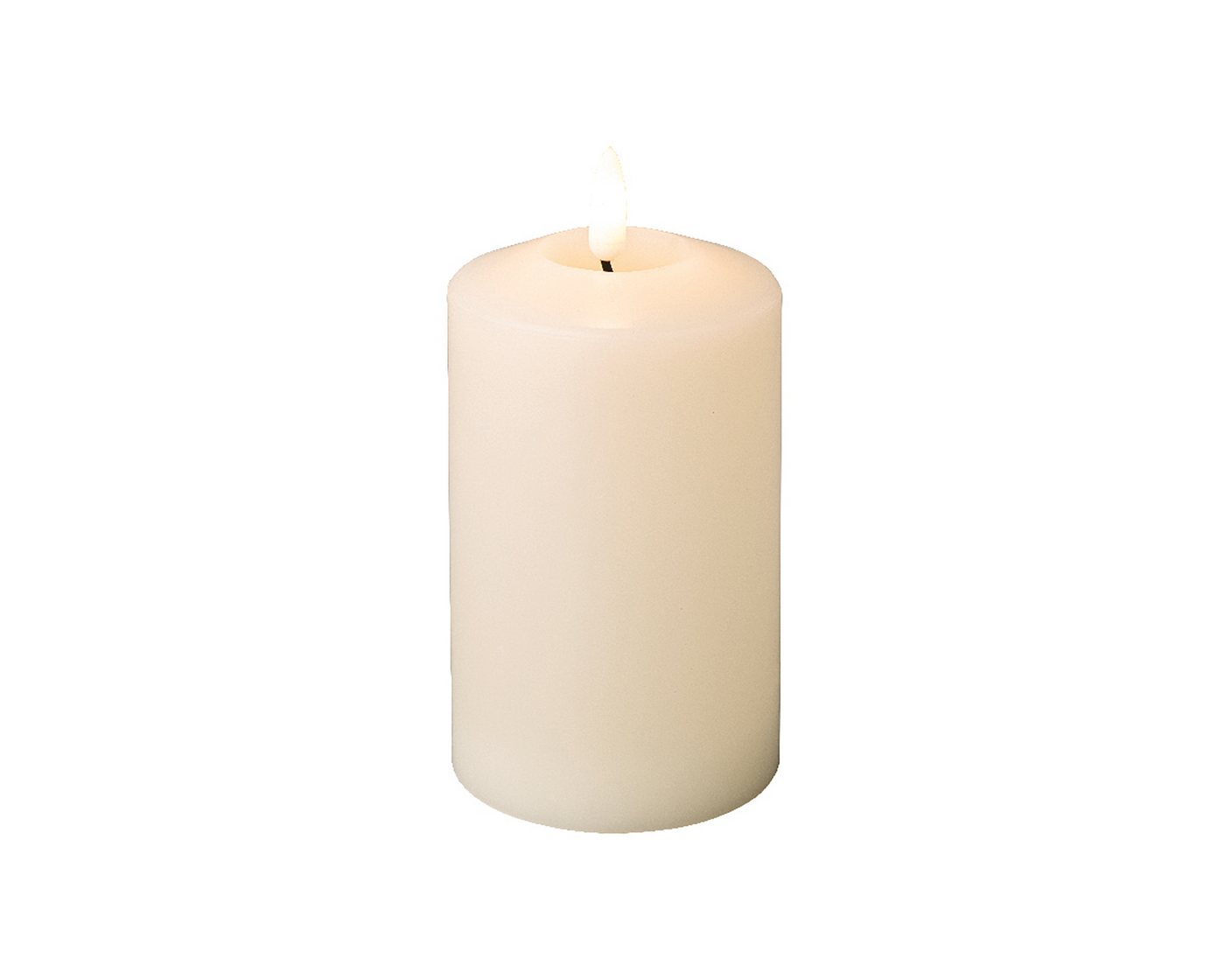 Lumineo LED-Kerze, Timer, warmweiß, LED Kerze 7,5x14,5cm mit Timer Wachs Creme / Warmweiß