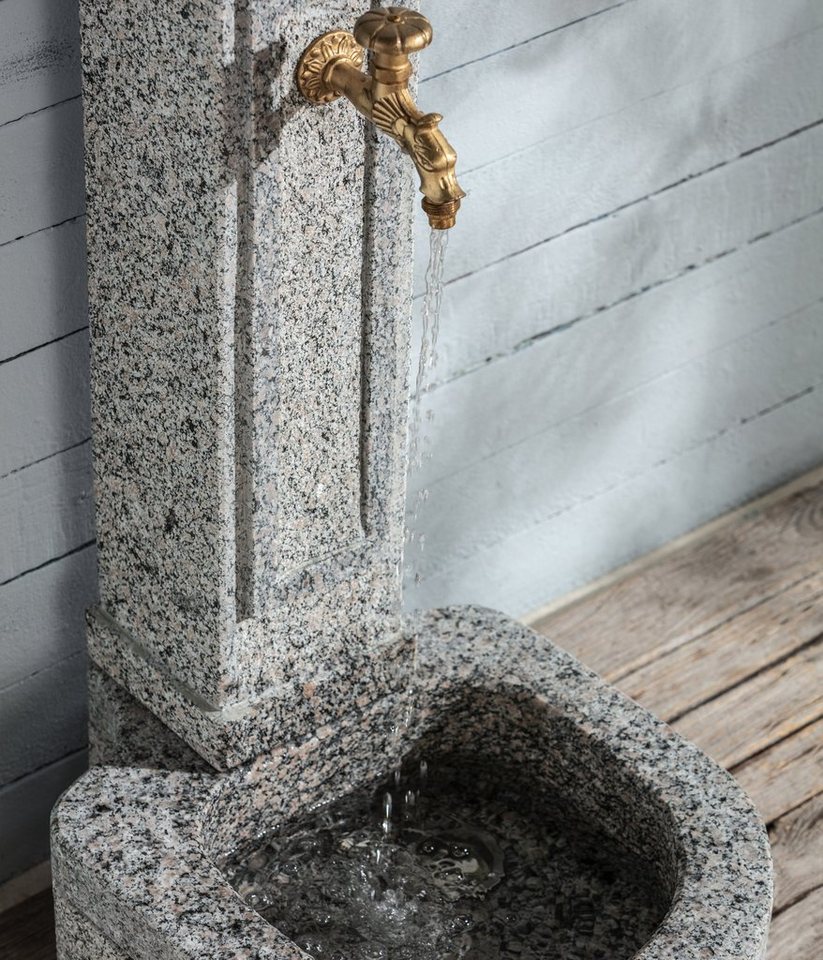 Dehner Gartenbrunnen Berlin, 110 x 45 x 60 cm, Granit, 45 cm Breite, Wasserzapfzelle aus Granit mit nostalgischem Wasserhahn und Anschluss Bild 2