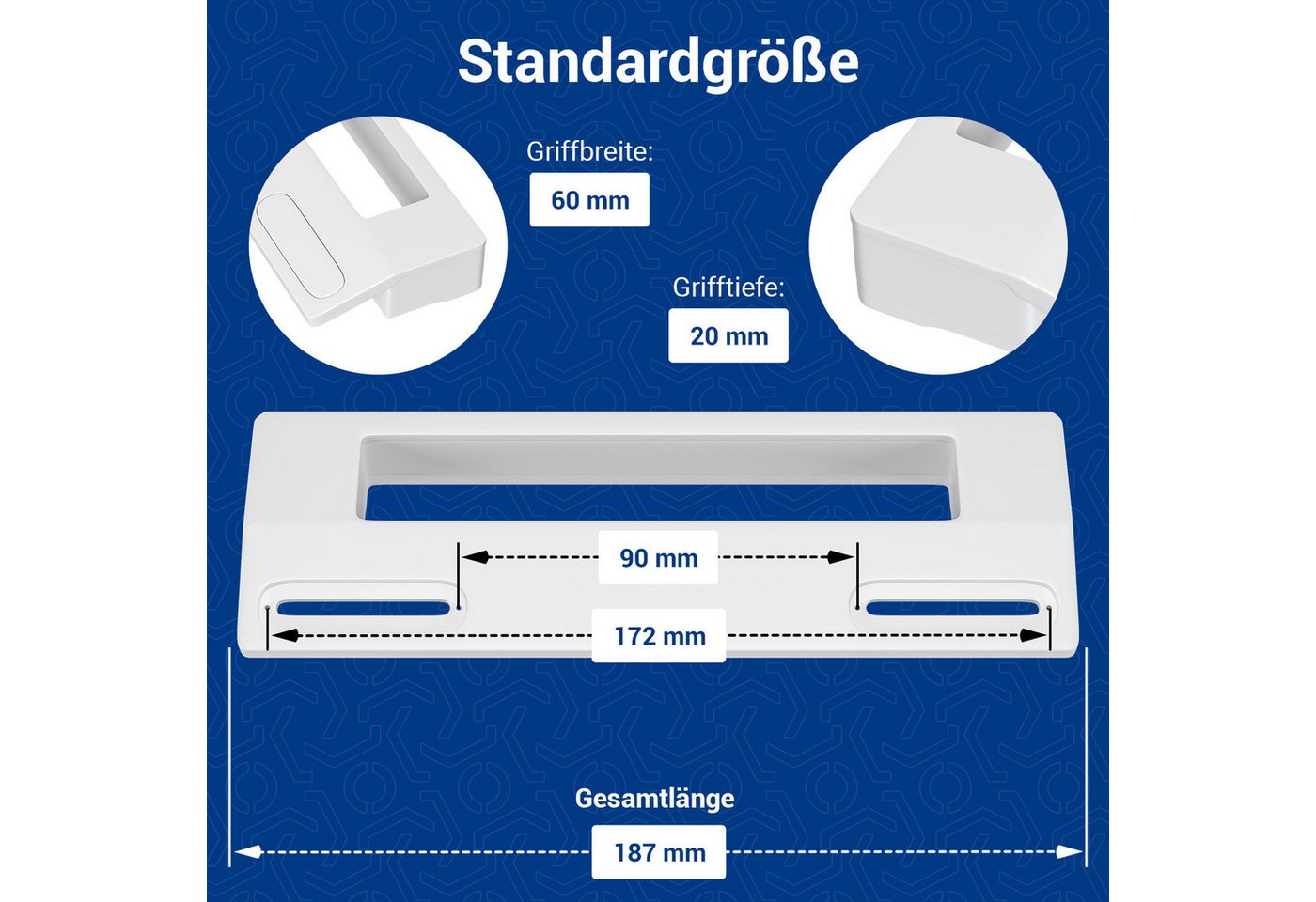 VIOKS Türgriff universal Handgriff 187 mm mit 90-172 mm Schraubenabstand, 2-tlg., für Kühlschrank Gefrierschrank Bild 4