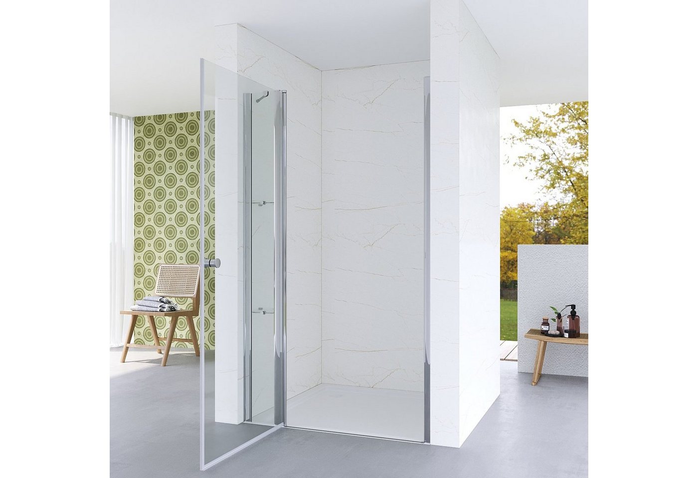 AQUABATOS Dusch-Pendeltür Nischentür Duschtür Nische Pendeltür Duschkabine Duschabtrennung Glas, 90x187 cm, 5 mm ESG Sicherheitsglas, links und rechts montierbar,Verstellbereich: bis zu 30 mm,Klarglas