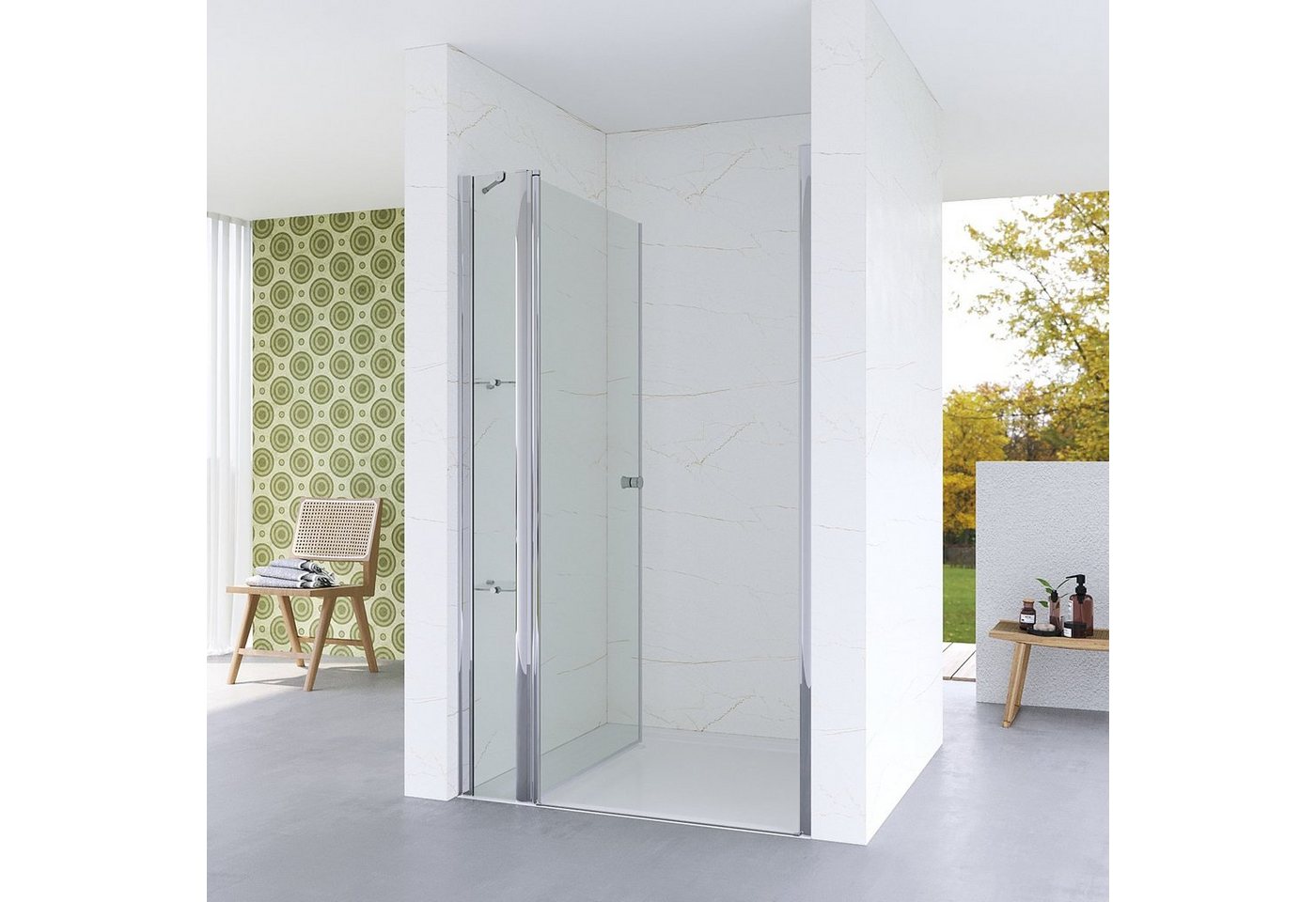 AQUABATOS Dusch-Pendeltür Nischentür Duschtür Nische Pendeltür Duschkabine Duschabtrennung Glas, 90x187 cm, 5 mm ESG Sicherheitsglas, links und rechts montierbar,Verstellbereich: bis zu 30 mm,Klarglas Bild 3