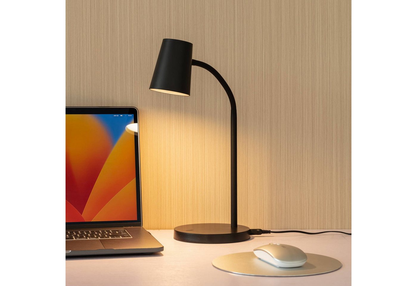 Lindby Schreibtischlampe Ailina, LED, Kunststoff Schwarz warmweiß IP20, 1 x 5 W LED, warmweiß