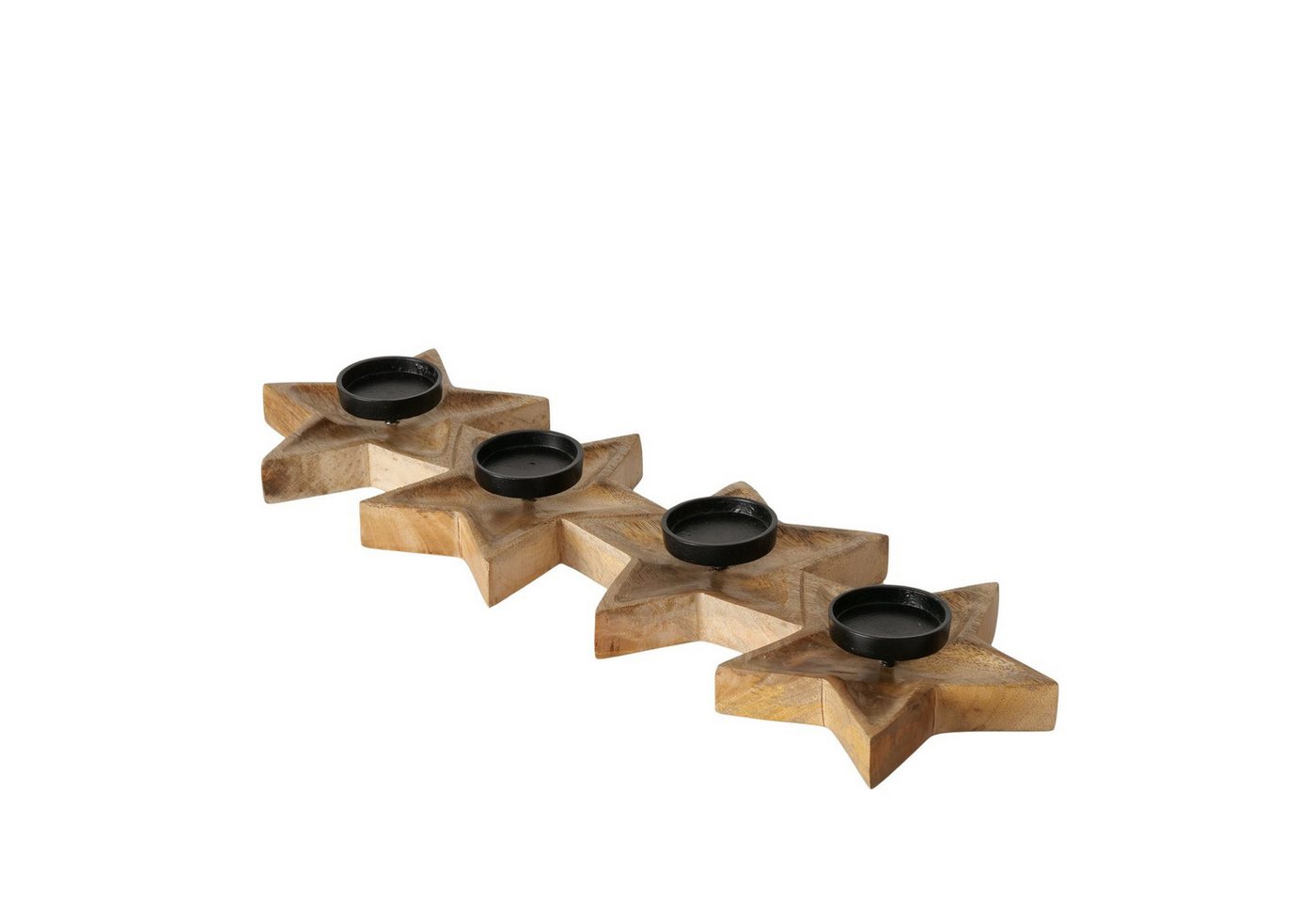 MF Adventsleuchter Teelichthalter Holz Asteria Stern aus Mangoholz für 4 Teelichter (1 St)