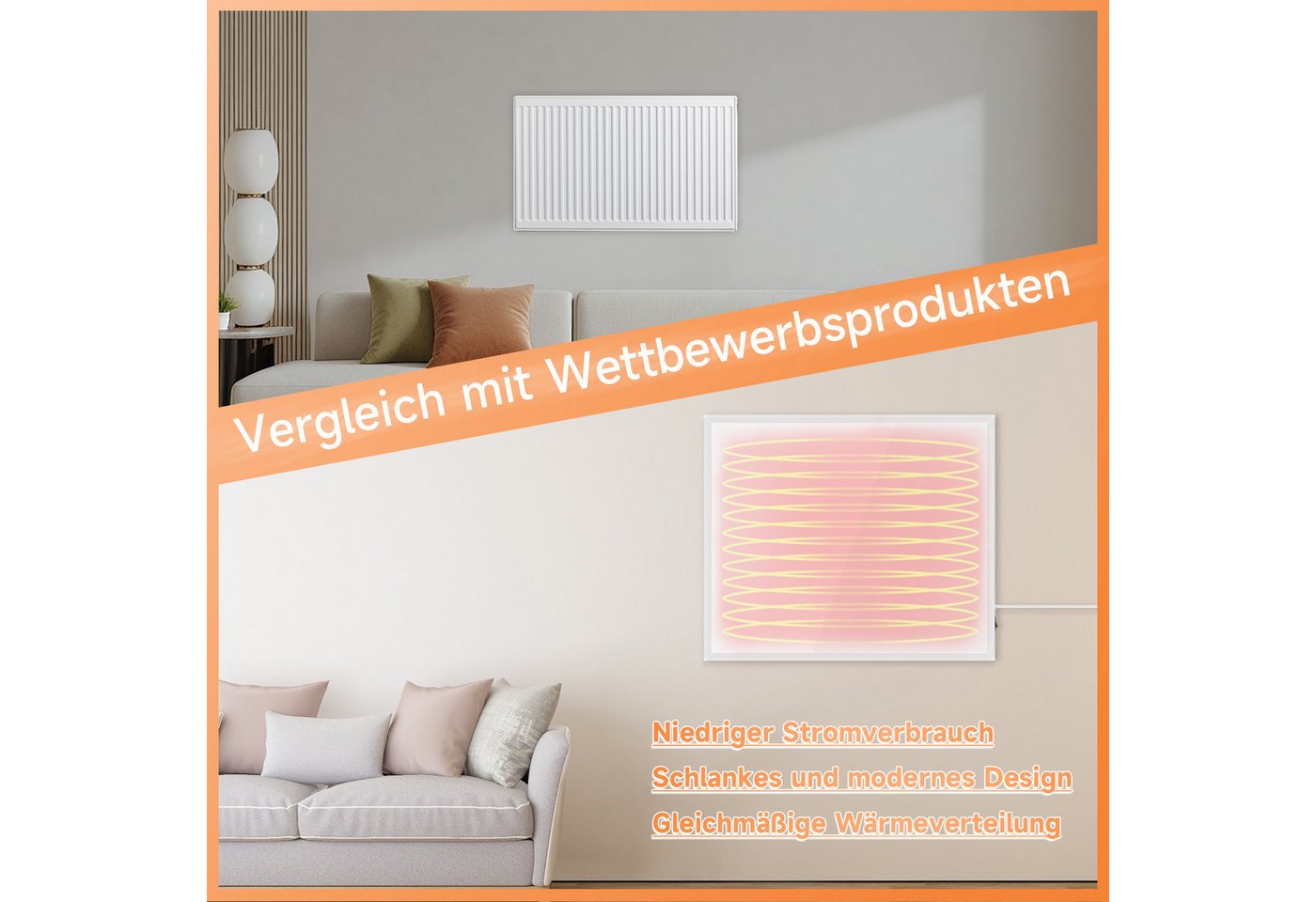 ZMH Infrarotheizung Energiesparend 170/290/350W Wandheizung für Schlafzimmer Hotel, mit Überhitzungsschutz Automatische Abschaltung bei Überhitzung Bild 2