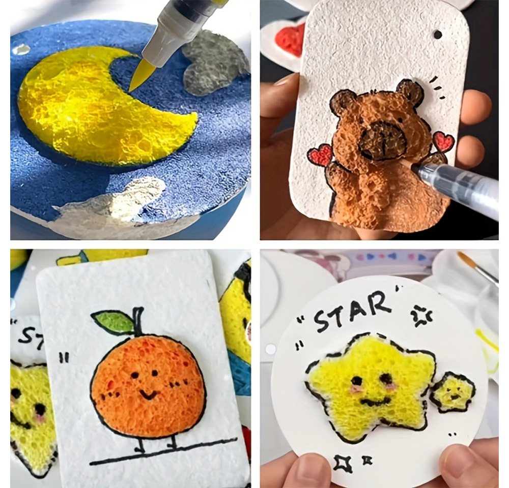 CLTYQ Kreativset Schaum Textur Malset für Kinder, 3d Schaumstoff Malset,Geschenk, (58-tlg), DIY Kunstzubehör, magisches Puffy Paint für Schaumtextur Malerei Bild 2