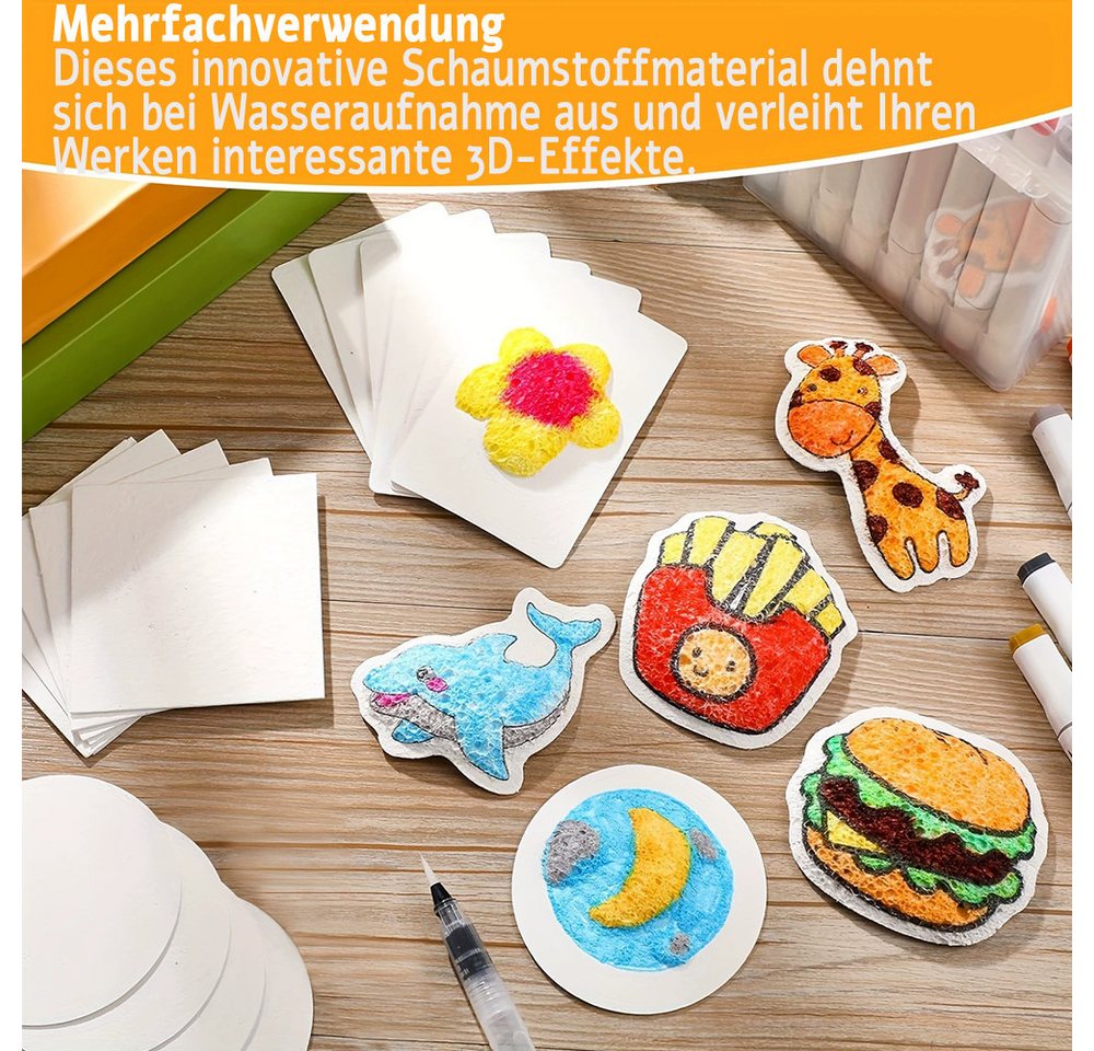 CLTYQ Kreativset Schaum Textur Malset für Kinder, 3d Schaumstoff Malset,Geschenk, (58-tlg), DIY Kunstzubehör, magisches Puffy Paint für Schaumtextur Malerei Bild 4