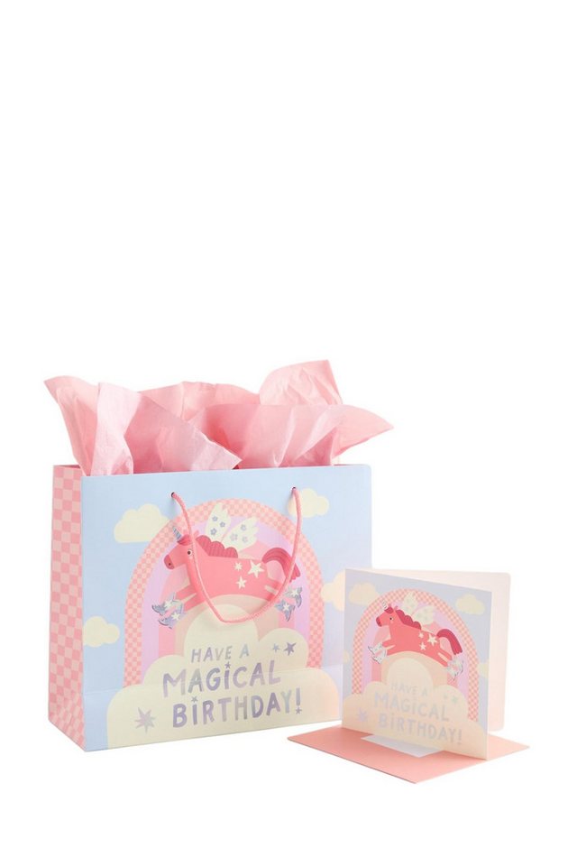 Next Geschenkpapier Mittelgroße Geschenktasche und Karte, Einhorn, (1St)