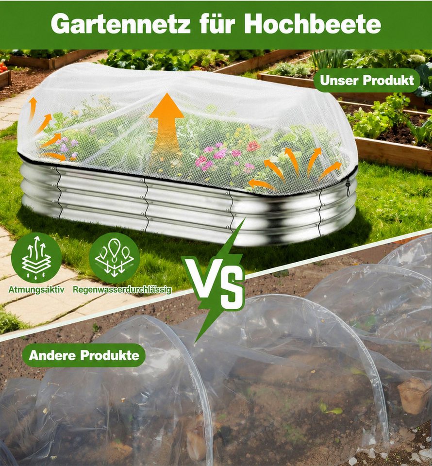 Diwzbyn Schutznetz Garten-Insektenschutznetz, Pflanzbeet-Insektenschutznetz, BxL: 45x150 m, Abdecknetz für Pflanzbeete zum Schutz von Gemüse, Obst und Blumen