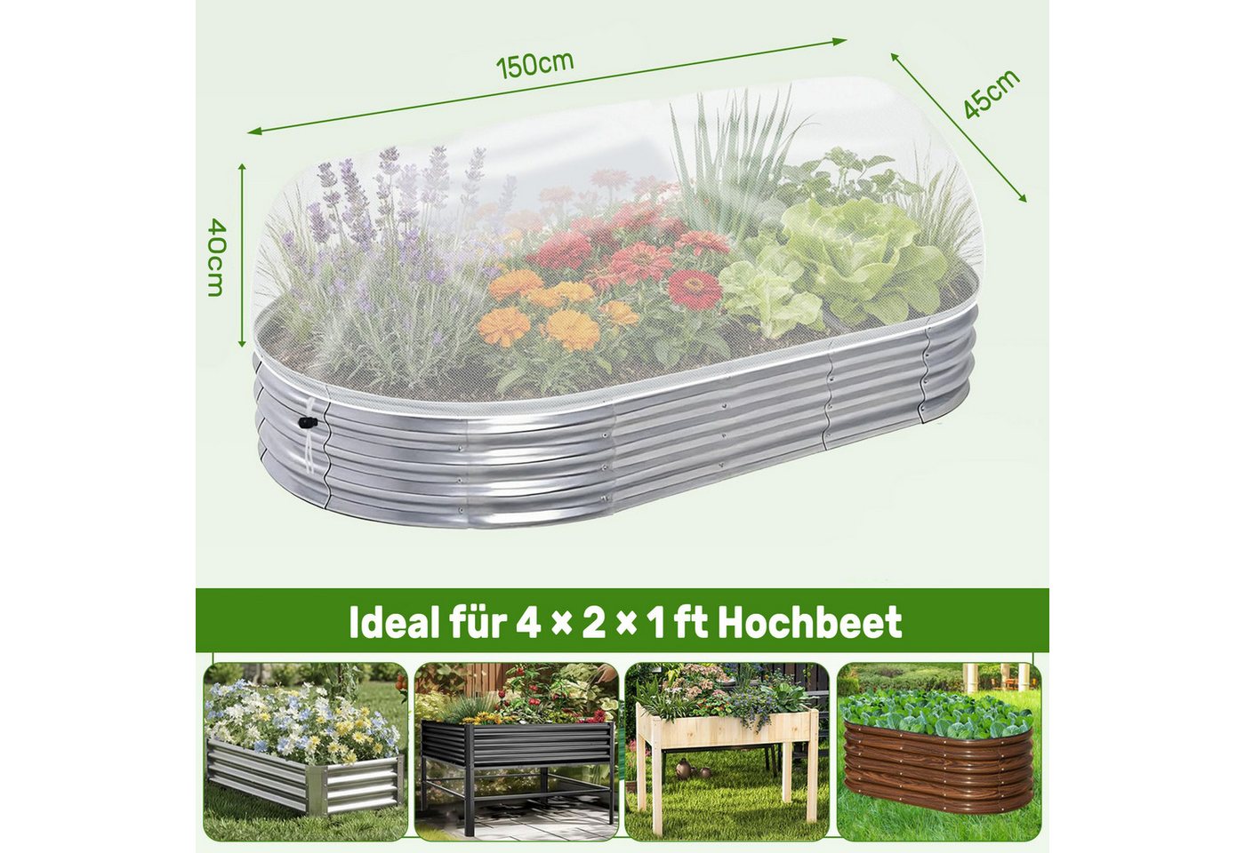 Diwzbyn Schutznetz Garten-Insektenschutznetz, Pflanzbeet-Insektenschutznetz, BxL: 45x150 m, Abdecknetz für Pflanzbeete zum Schutz von Gemüse, Obst und Blumen Bild 3