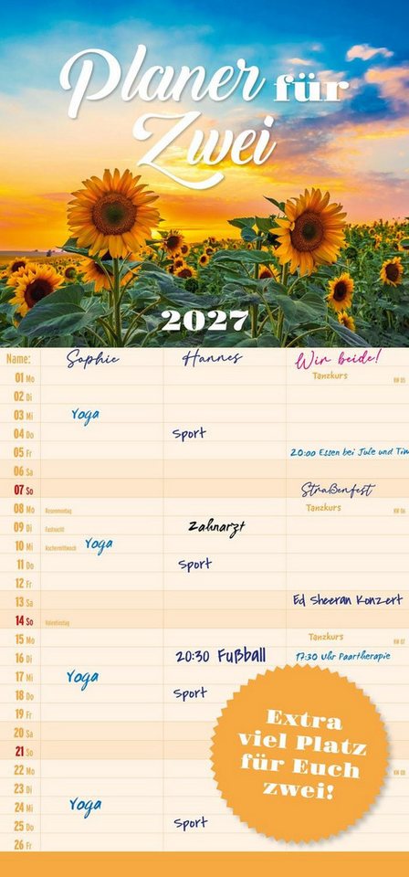 Wandkalender Planer für Zwei 2027