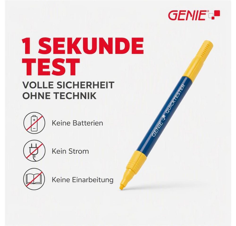GENIE Geldscheinprüfstift Quicktester Banknotenprüfer, 5 Stück, Chemische Analyse, vier Währungen, optische Anzeige, Spezialtinte