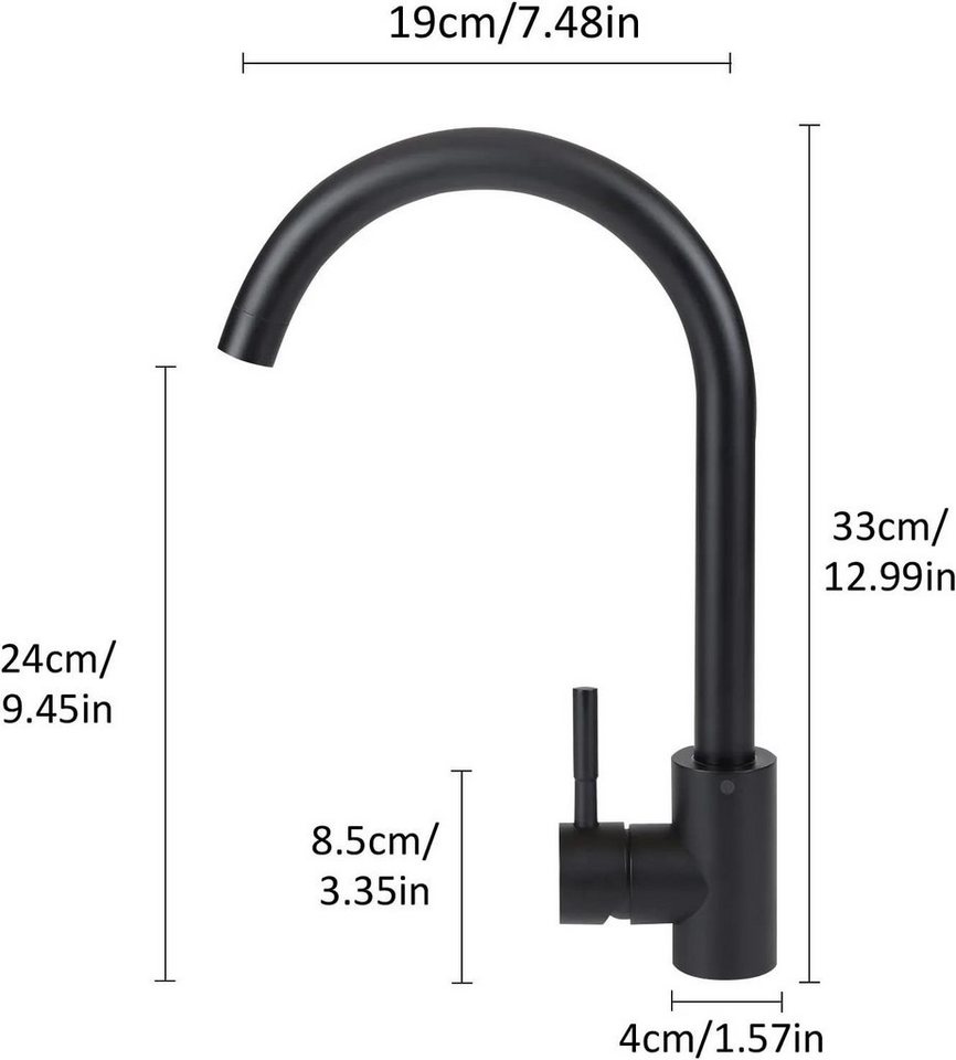 Nettlife Küchenarmatur Hochdruck Armatur küche Edelstahl 360°Schwenkbar Spültischarmatur (mischbatterie) Gebürstete Oberfläche, Brause mit Umschalter, einfache Montage