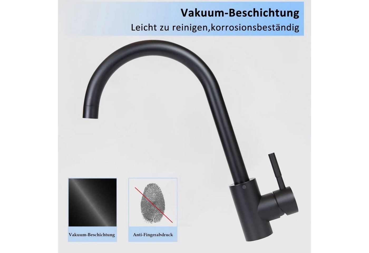 Nettlife Küchenarmatur Hochdruck Armatur küche Edelstahl 360°Schwenkbar Spültischarmatur (mischbatterie) Gebürstete Oberfläche, Brause mit Umschalter, einfache Montage Bild 3