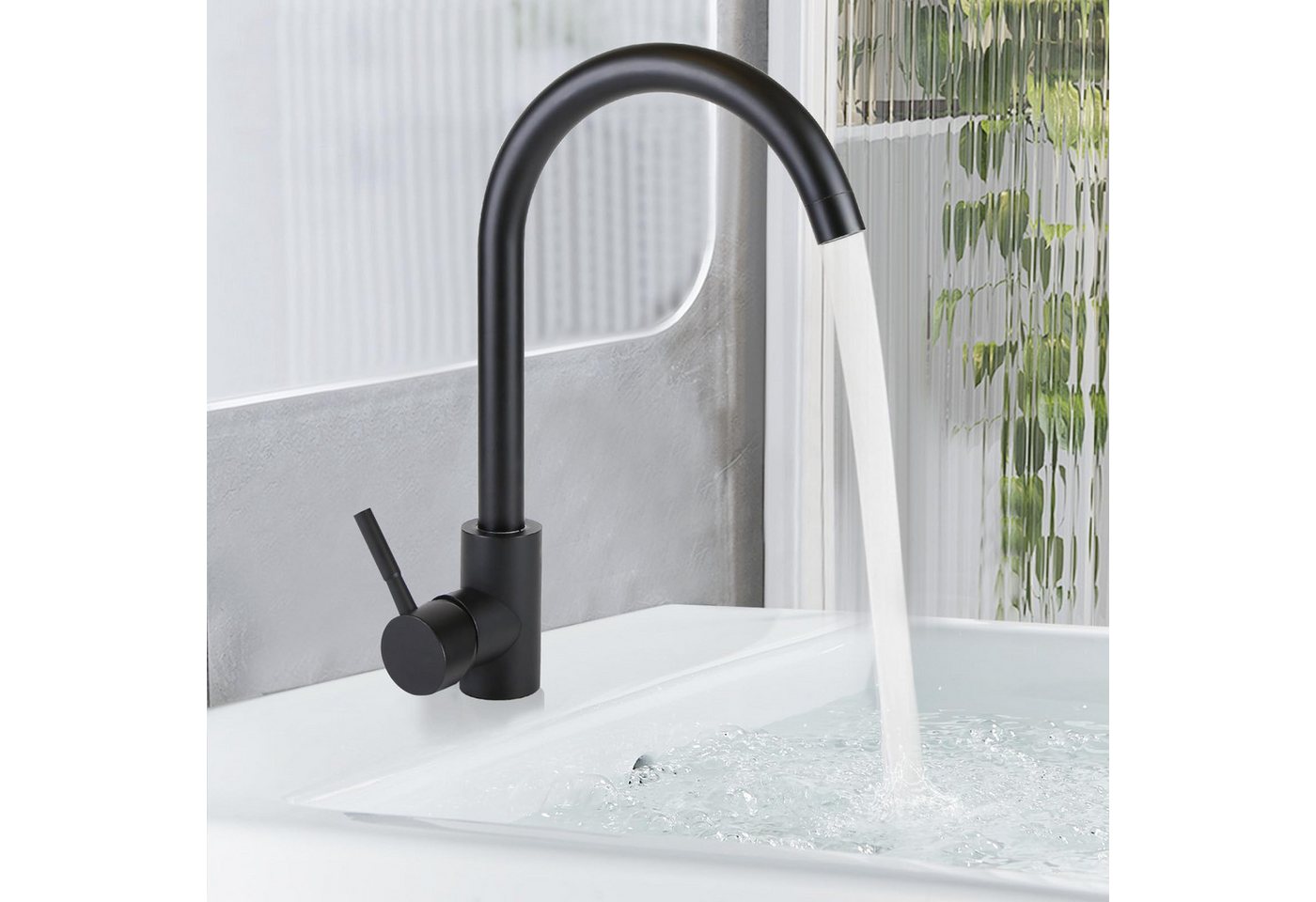Nettlife Küchenarmatur Hochdruck Armatur küche Edelstahl 360°Schwenkbar Spültischarmatur (mischbatterie) Gebürstete Oberfläche, Brause mit Umschalter, einfache Montage Bild 5