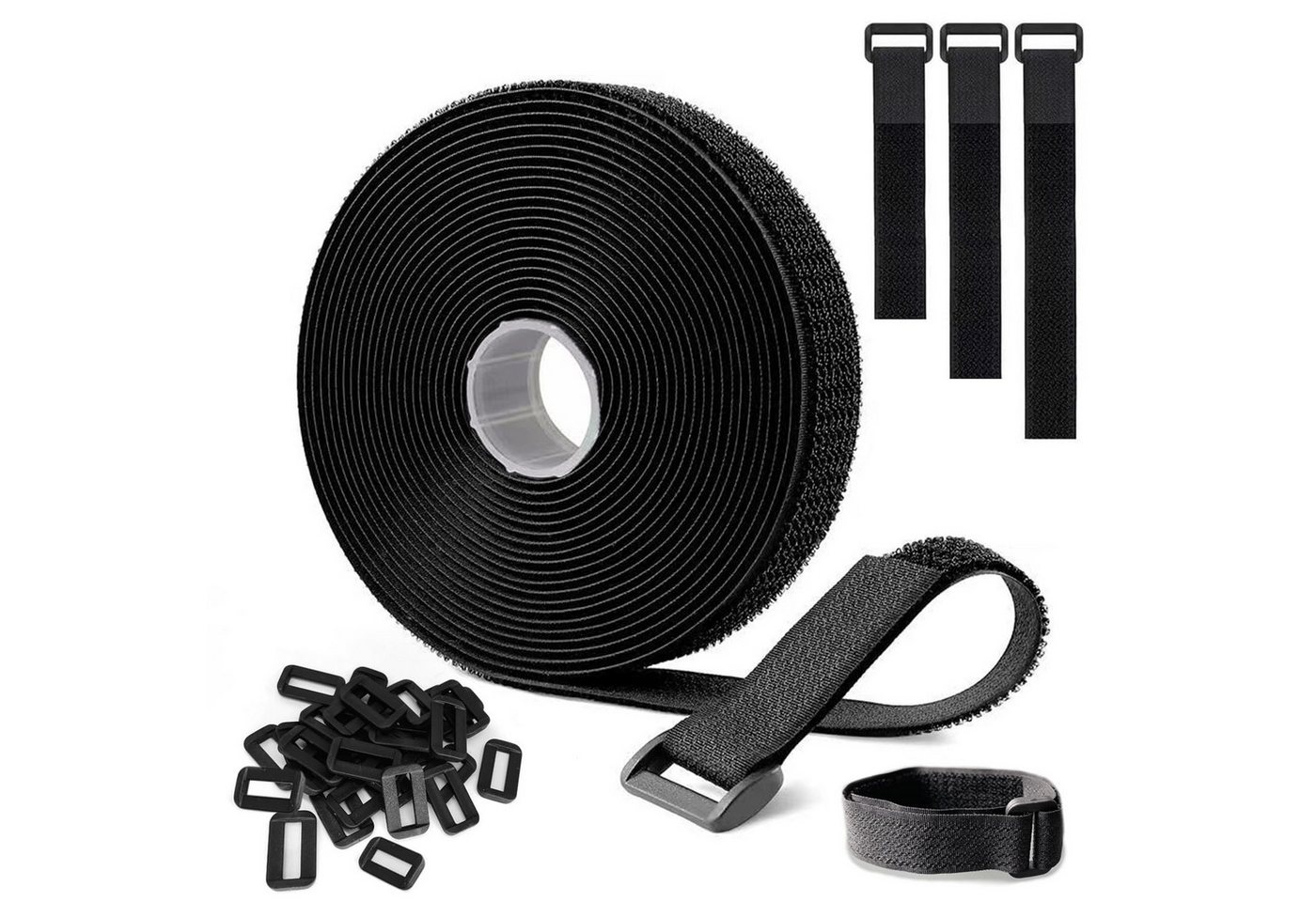 Coonoor Klettband Klettband mit Schnalle Klettverschluss Verstellbar Kabelbinder, (Zuschneidbar und Wiederverwendbar), für Kabel Seile Schläuche,Koffergurt,Yogamatte