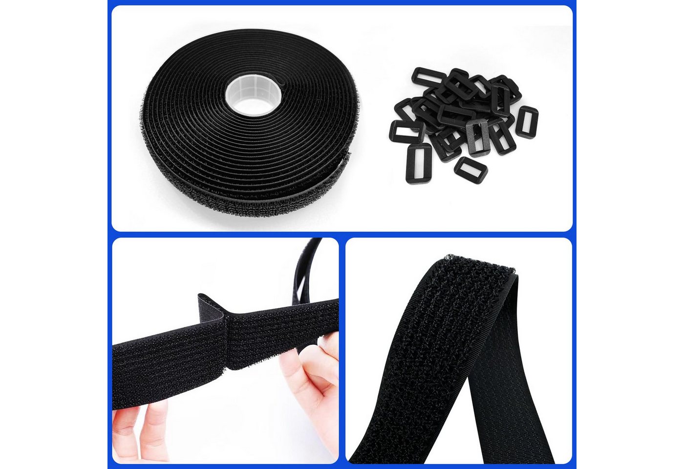 Coonoor Klettband Klettband mit Schnalle Klettverschluss Verstellbar Kabelbinder, (Zuschneidbar und Wiederverwendbar), für Kabel Seile Schläuche,Koffergurt,Yogamatte Bild 4