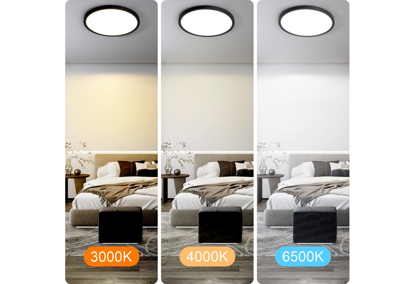 Nettlife LED Deckenleuchte Flach 30CM 24W Rund Weiß Deckenbeleuchtung Küche, Dimmbar, LED fest integriert, Farbwechsler, Küchenlampe für Flur Küche Schalfzimmer Klassenzimmer Bild 4