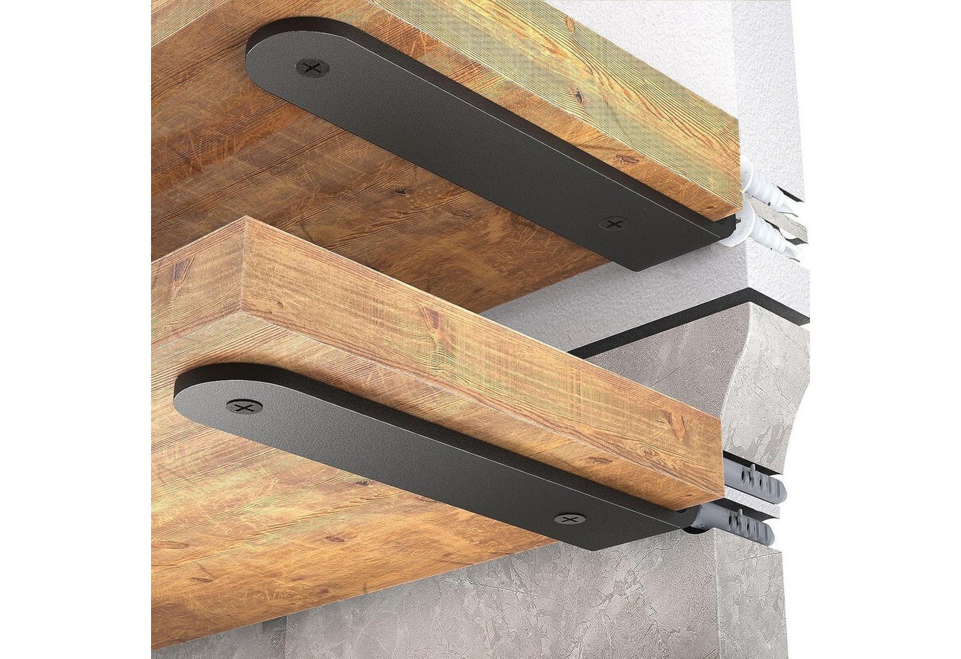 LuxusKollektion Wandregalhalter Regalhalterung 10 cm Regalwinkel Schwerlast 70 kg 2 10cm-2pack Black Bild 2