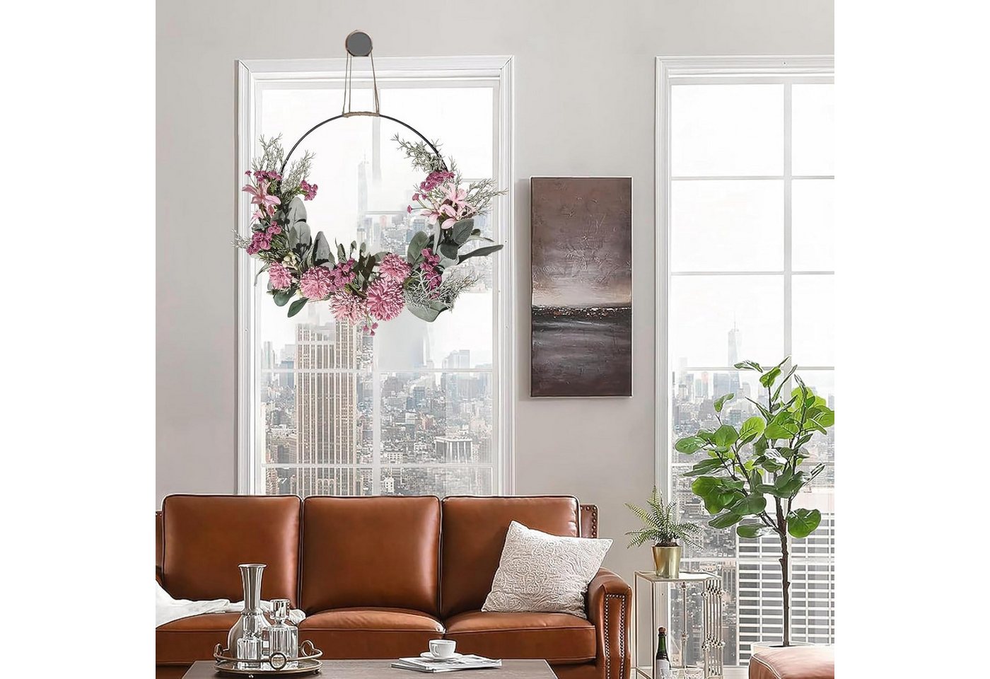 Kaket Dekokranz Künstliche Blumen Orchidee Kranz,Türkranz Frühling,Garten Dekor Bild 2