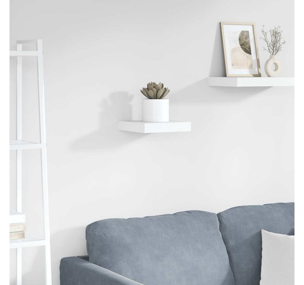 furnicato Wandregal Schweberegal 23 x 23,5 x 3,8 cm Hochglanz-Weiß mit Metallrahmen, 1-tlg., Unsichtbares Wandboard mit Wabenplatten-Design für Dekoartikel
