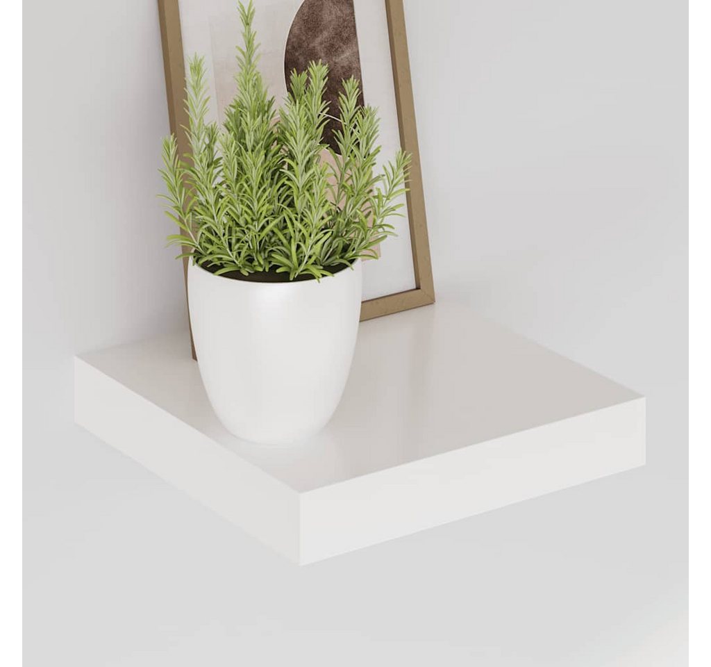 furnicato Wandregal Schweberegal 23 x 23,5 x 3,8 cm Hochglanz-Weiß mit Metallrahmen, 1-tlg., Unsichtbares Wandboard mit Wabenplatten-Design für Dekoartikel Bild 3