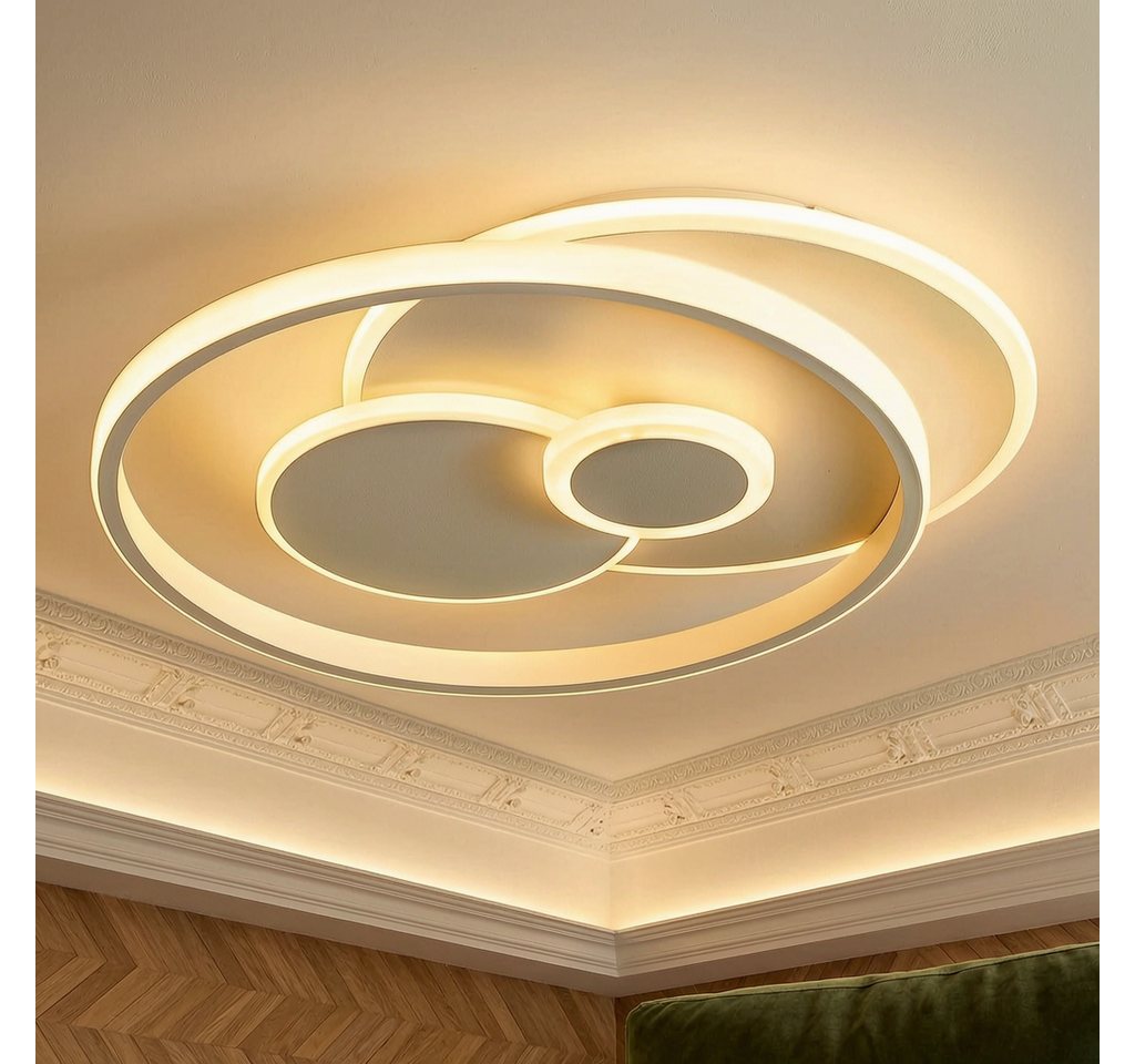 BlingBin LED Deckenleuchte Dimmbar 4680 lm Deckenlampe ultraflach 7 cm, Acryl Deckenleuchte, LED fest integriert, Kaltweiß, Neutralweiß, Warmweiß, 42x36.5x7cm für Wohnzimmer Schlafzimmer Büro Küche Esszimmer und Flur