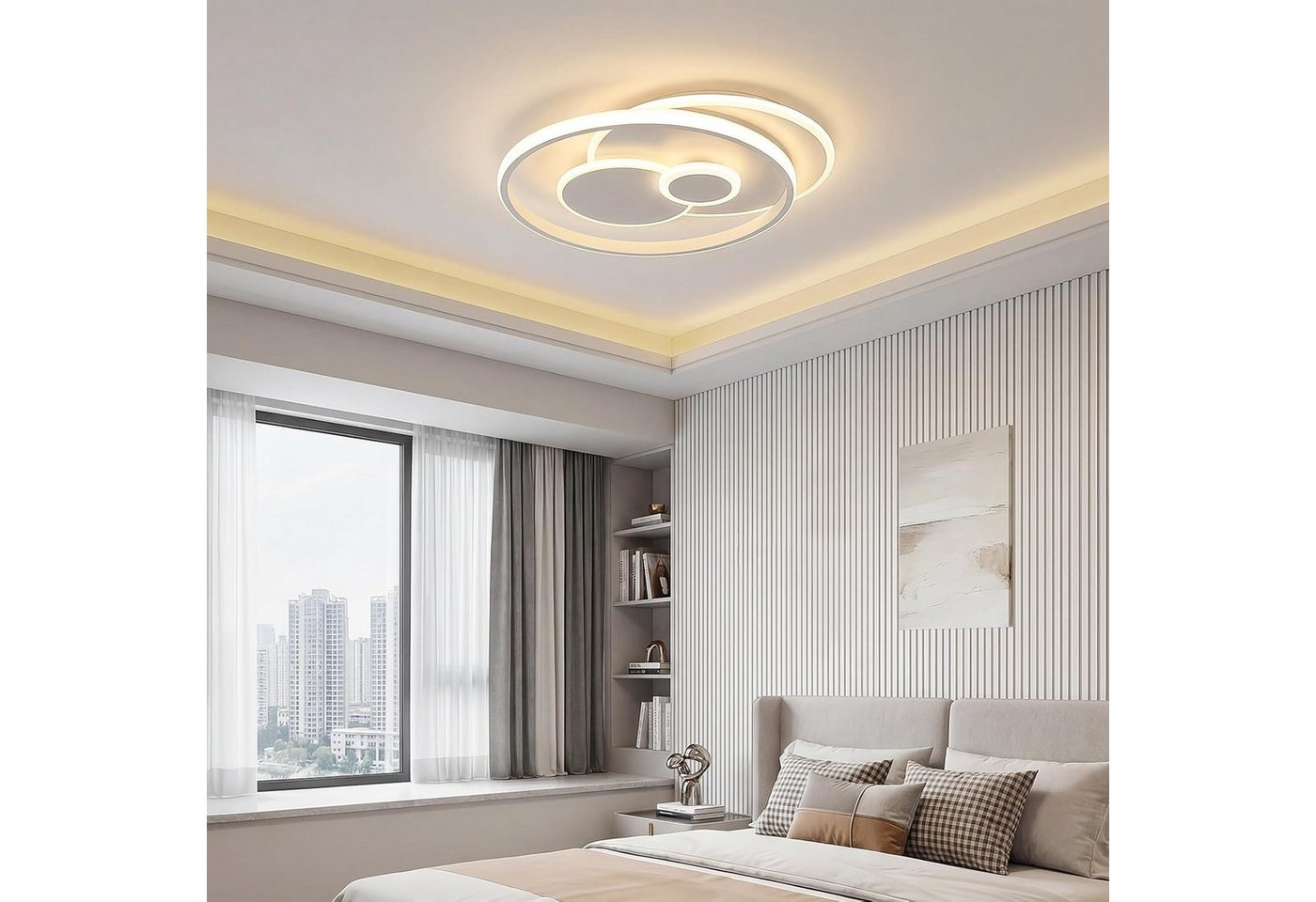 BlingBin LED Deckenleuchte Dimmbar 4680 lm Deckenlampe ultraflach 7 cm, Acryl Deckenleuchte, LED fest integriert, Kaltweiß, Neutralweiß, Warmweiß, 42x36.5x7cm für Wohnzimmer Schlafzimmer Büro Küche Esszimmer und Flur Bild 5