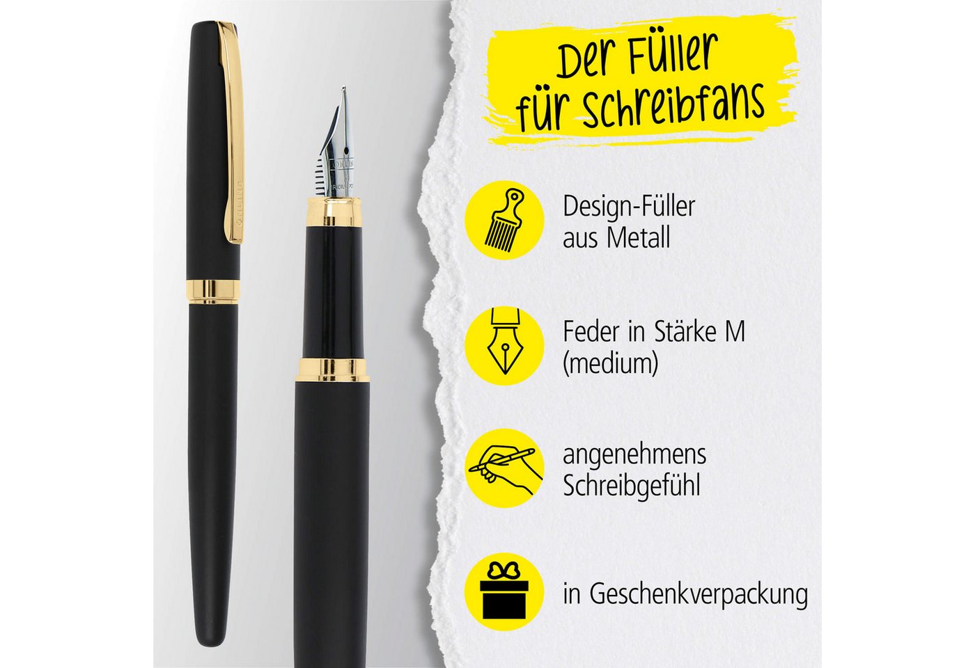 Online Pen Füller Eleganza Füllhalter, (aus Metall, inkl. Tintenpatrone, Federstärke medium), in Geschenkbox
