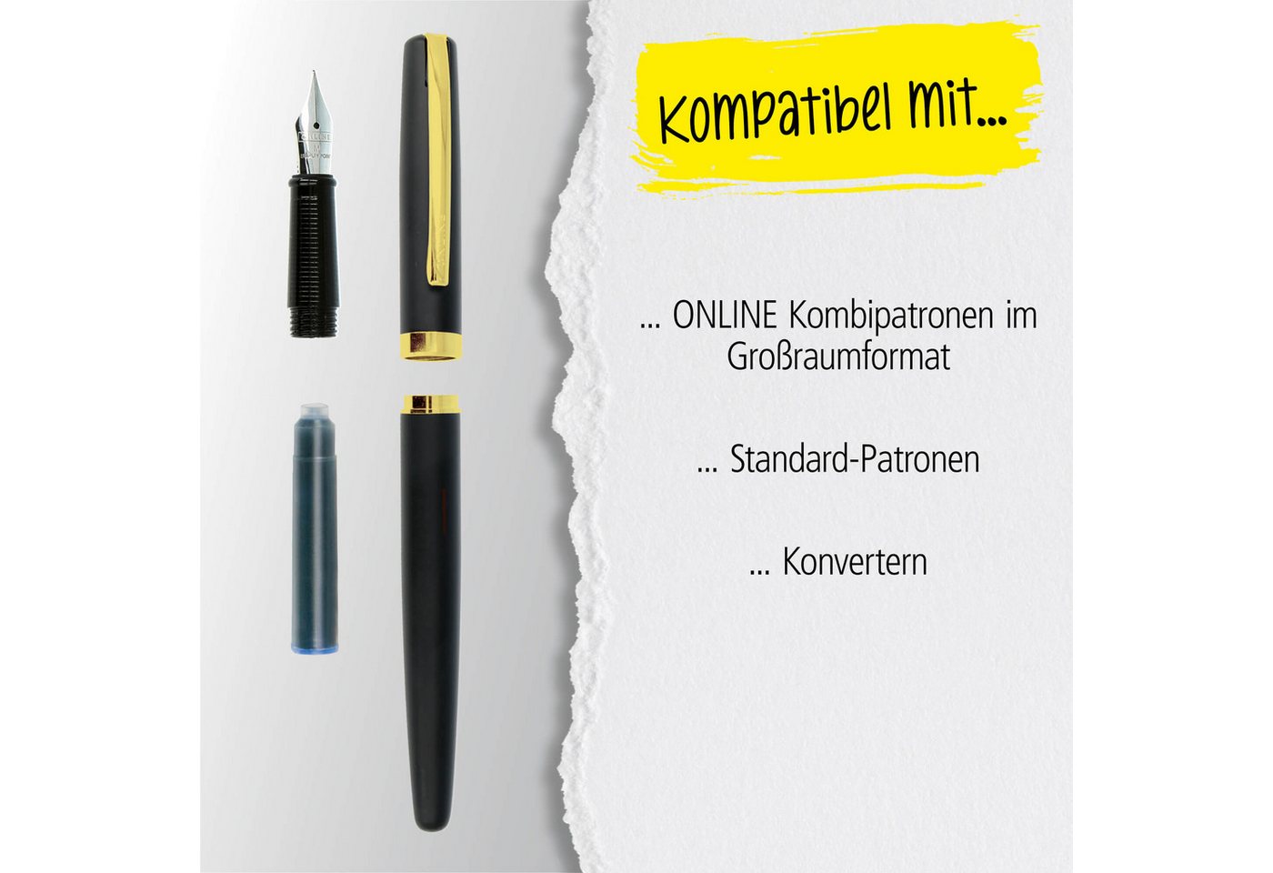 Online Pen Füller Eleganza Füllhalter, (aus Metall, inkl. Tintenpatrone, Federstärke medium), in Geschenkbox Bild 3