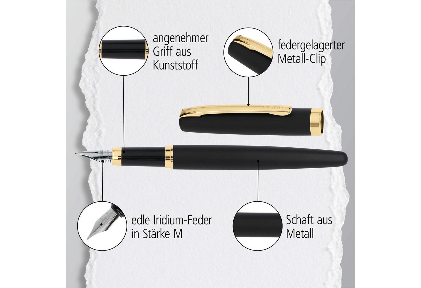 Online Pen Füller Eleganza Füllhalter, (aus Metall, inkl. Tintenpatrone, Federstärke medium), in Geschenkbox Bild 4