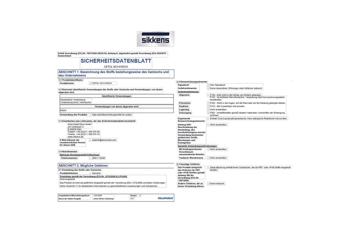 Sikkens Holzschutzlasur CETOL NOVATECH - 2.5 LTR