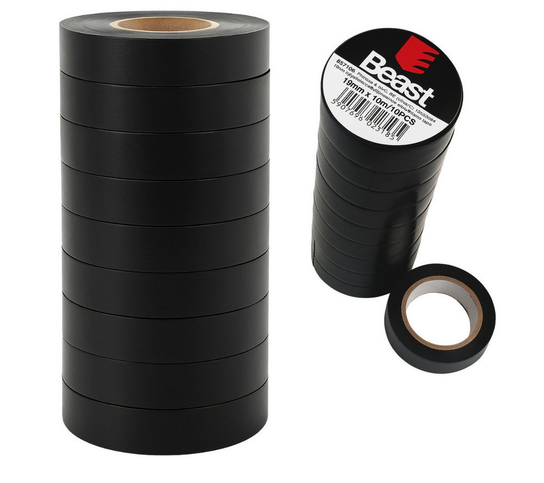 Beast Isolierband Isolierband 19 mm x 10 m schwarz PVC Elektro Klebeband (Packung, 1-St) 19 mm, 10 m Bild 3
