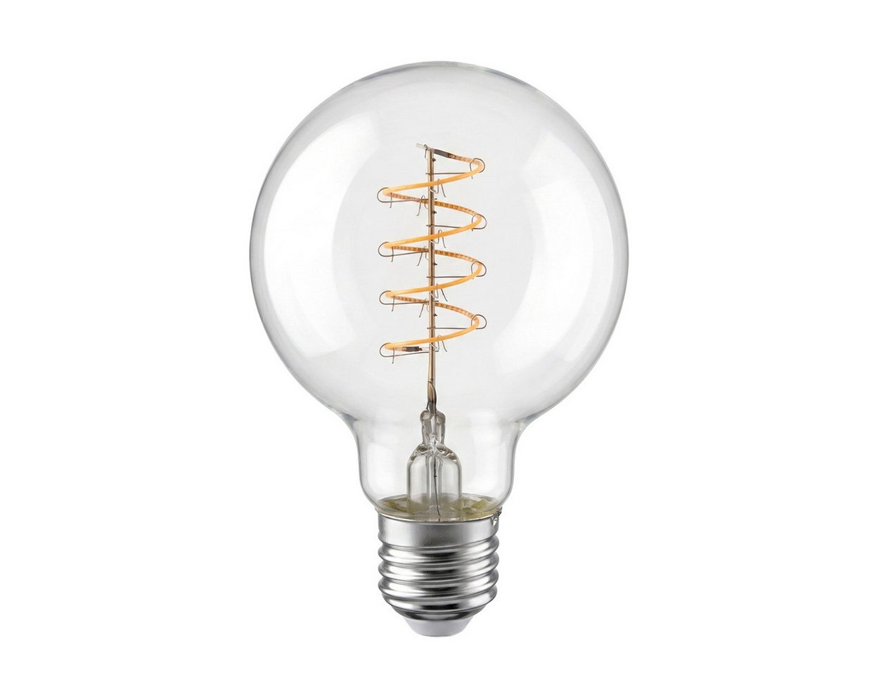 hofstein LED-Leuchtmittel 4er Set Glühbirne Warmweiß dimmbar 6 Watt, E27, 2700 Kelvin, 450 Lumen, Globe Vintage, Filament Spirale, Klar