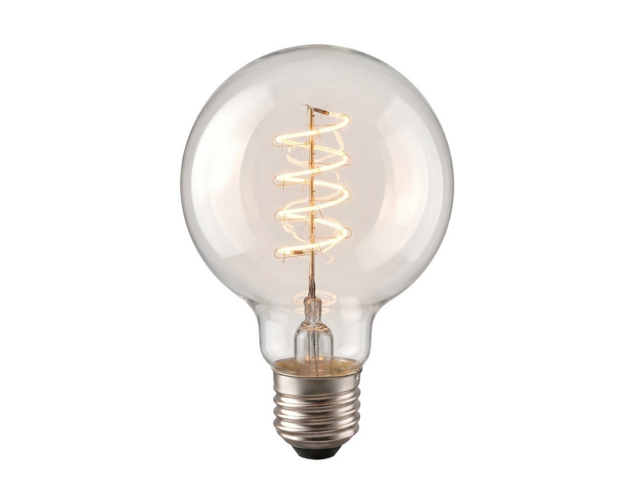 hofstein LED-Leuchtmittel 4er Set Glühbirne Warmweiß dimmbar 6 Watt, E27, 2700 Kelvin, 450 Lumen, Globe Vintage, Filament Spirale, Klar Bild 2