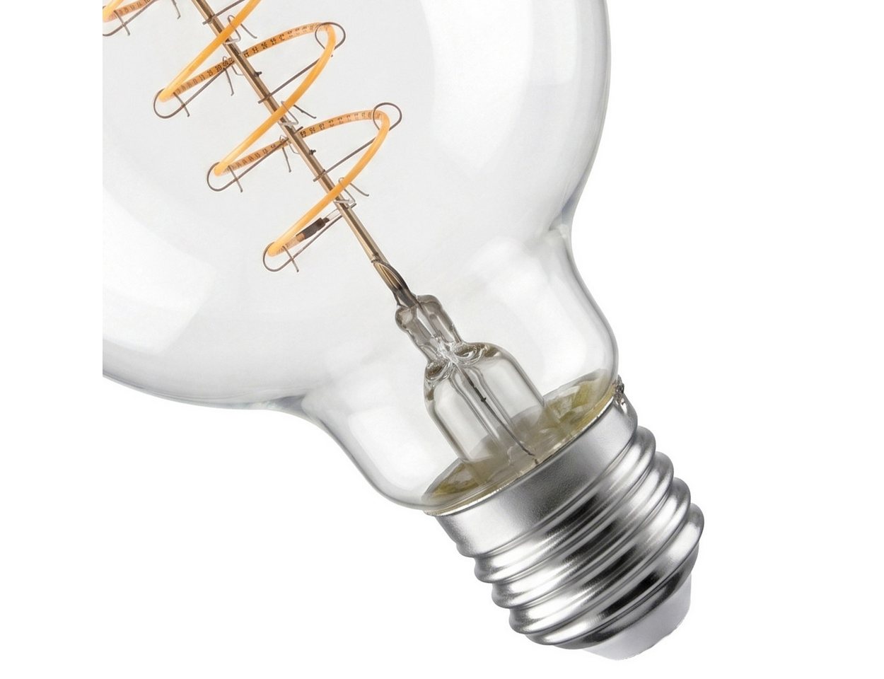 hofstein LED-Leuchtmittel 4er Set Glühbirne Warmweiß dimmbar 6 Watt, E27, 2700 Kelvin, 450 Lumen, Globe Vintage, Filament Spirale, Klar Bild 3
