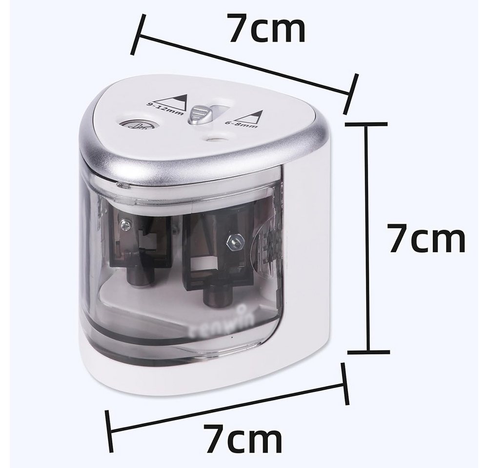AFKSMILE Anspitzer Elektrischer Bleistiftspitzer, Doppelloch-Batteriespitzer, Anspitzer, Für 6-12mm No.2/Buntstifte, für Schule/Klassenzimmer/Büro/Haus Bild 3