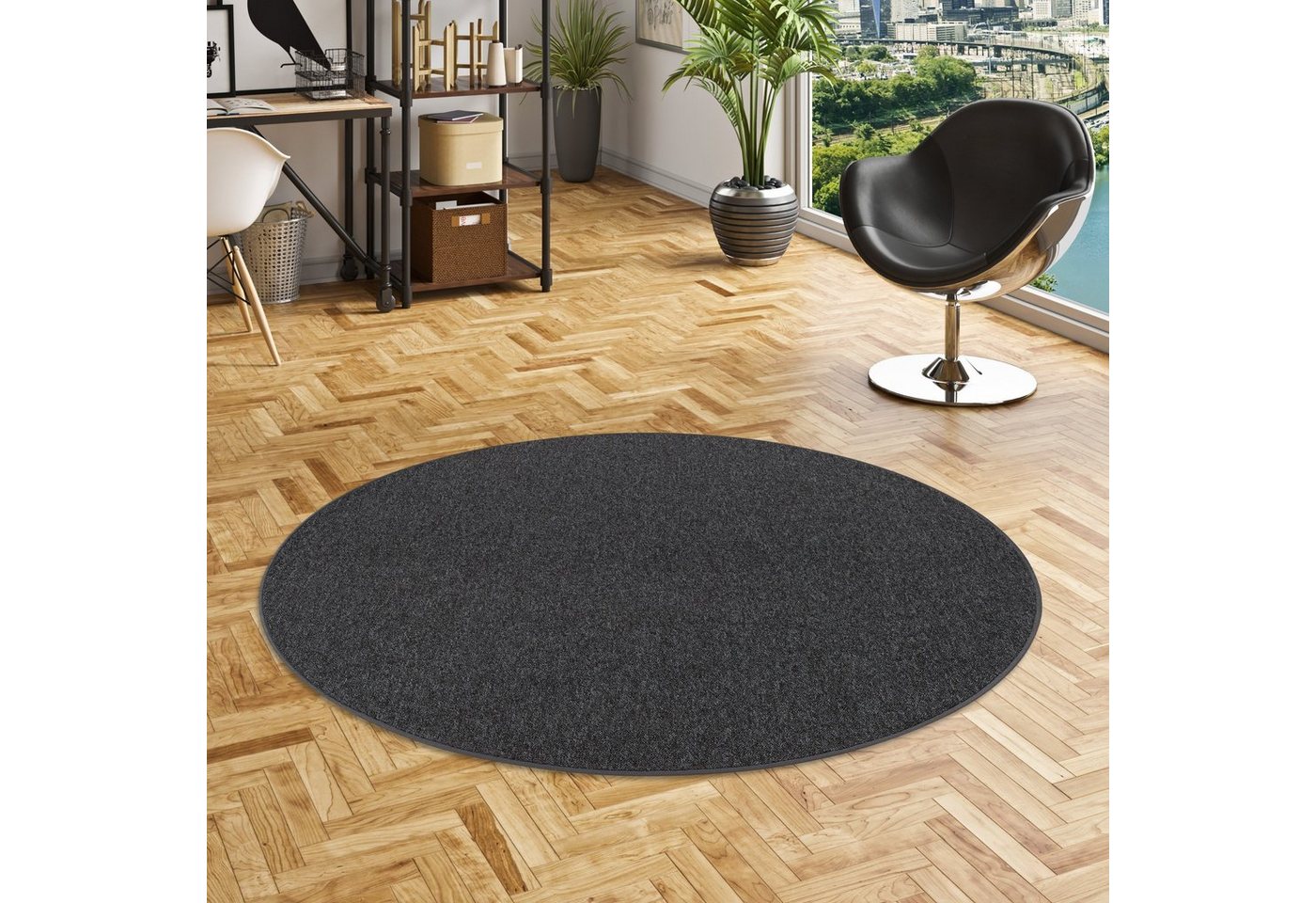 Snapstyle Veloursteppich Feinschlingen Velour Teppich Strong Rund, Rund, Höhe: 5 mm Bild 4