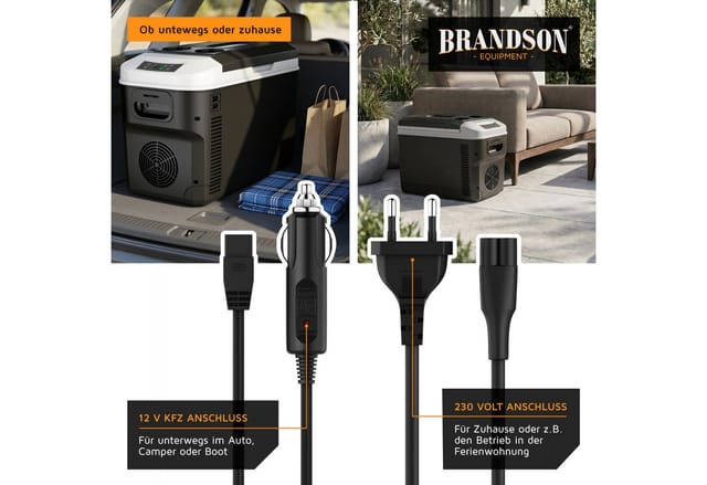Brandson Elektrische Kühlbox Elektrische Kühlbox 14 L mit Display, Kühl- & Heizfunktion, 230V/12V, 14 l, Sichtfenster, 2 Tassenhalter, Tragegurt, Status-LEDs