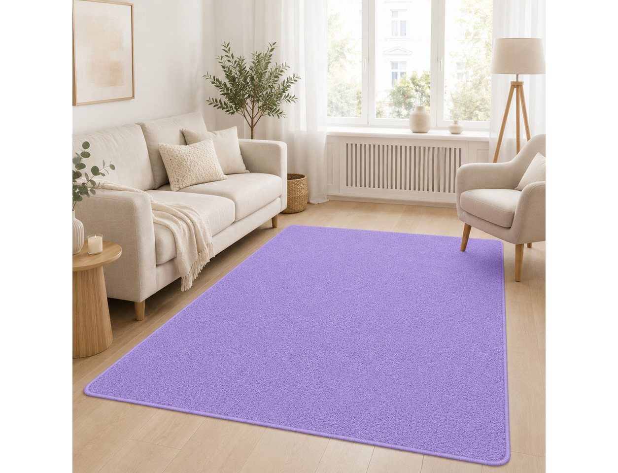 Lochas Designteppich Kurzflor Teppich Uni Schwarz – Weich, rutschfest & waschbar
