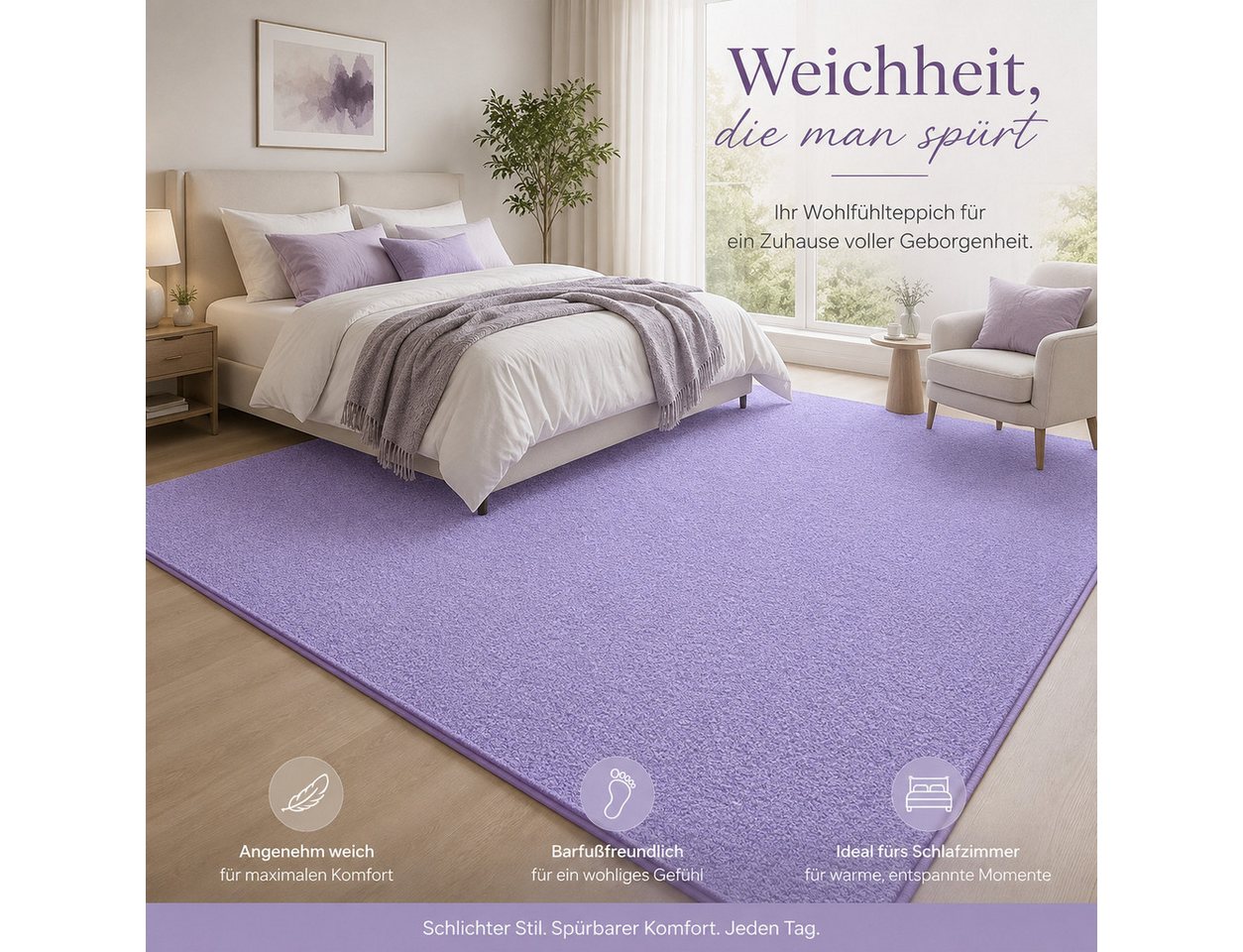 Lochas Designteppich Kurzflor Teppich Uni Schwarz – Weich, rutschfest & waschbar Bild 3