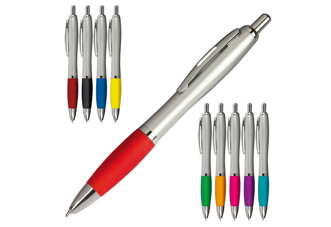 Macma Kugelschreiber 10 Kugelschreiber / mit satiniertem Gehäuse / 10 verschiedene Farben