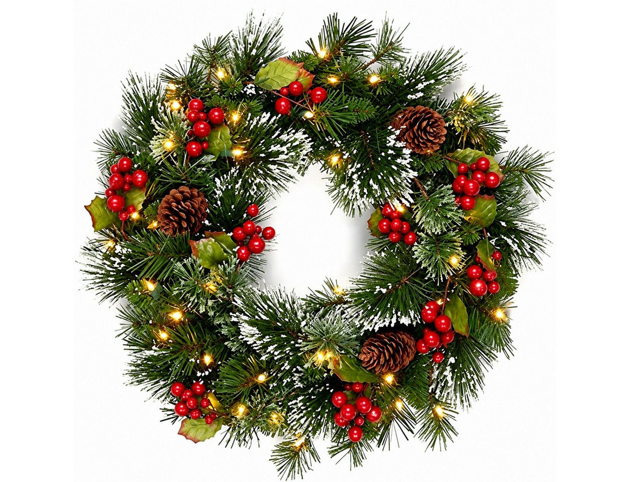 Coonoor Dekokranz 30-45cm Weihnachtskranz, Weihnachts Türkranz, Weihnachtsdekoration, Beeren und Tannenzapfen Kranz Bild 4