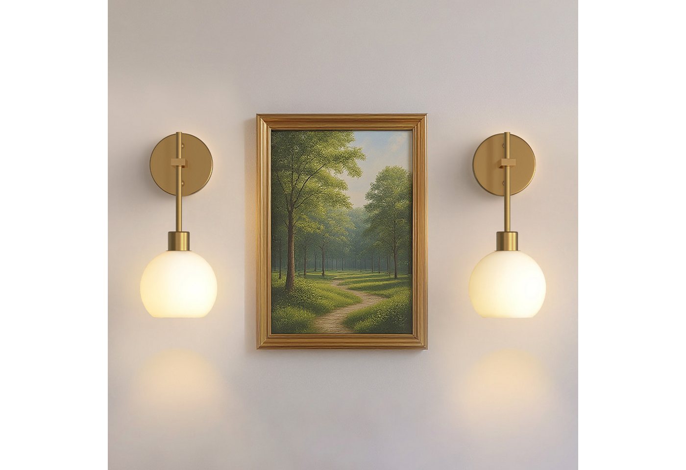 LOHAS-LED Wandleuchte 2er Set kabellose Akku-Wandleuchte mit milchweißer Glaskugel, LED wechselbar, Warmweiß bis Kaltweiß inklusive RGB-Farbwechsel, RGBCW Wandlampe mit Fernbedienung & USB-C Bild 4