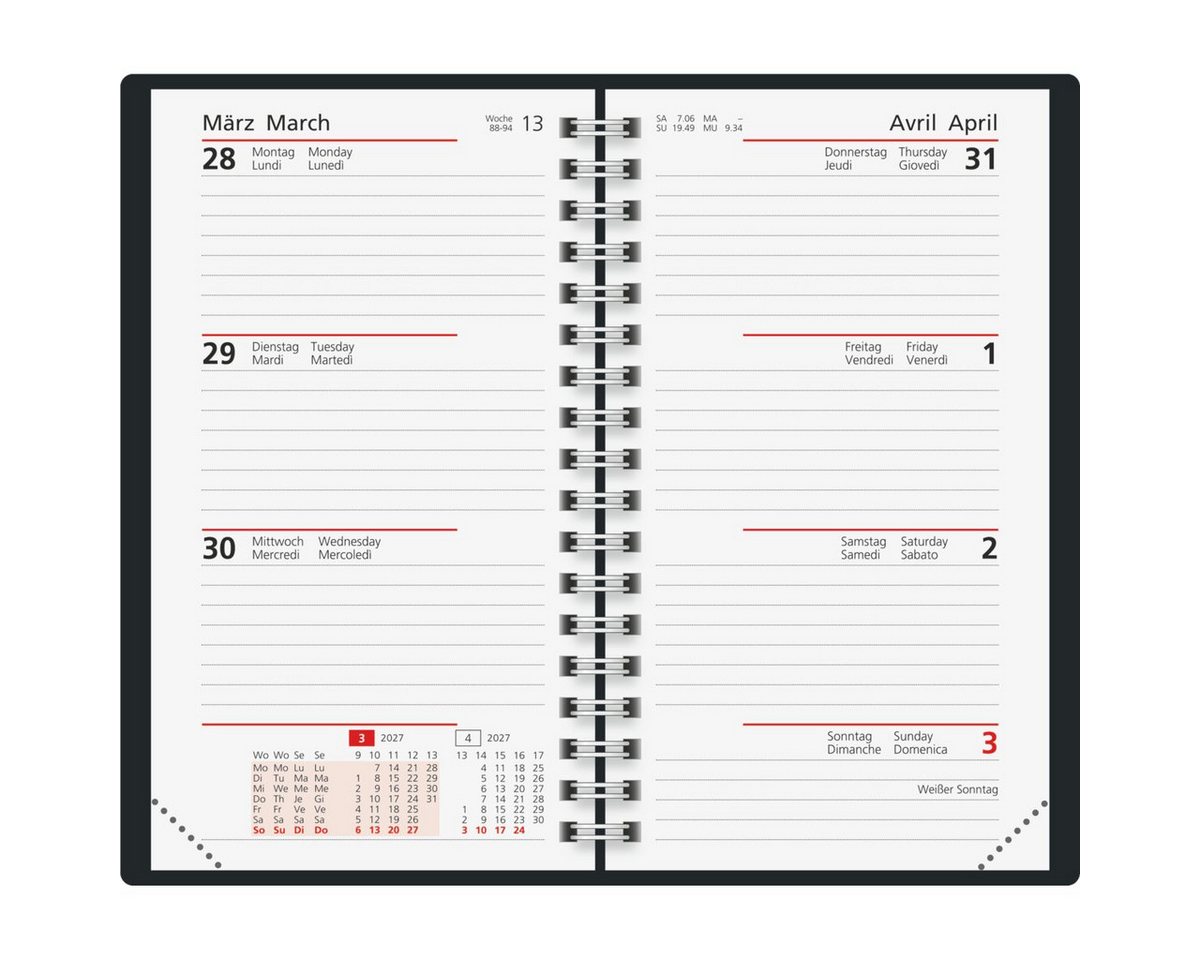 rido ide Taschenkalender Taschenkalender Modell int. 8,7x15,3cm 1 Woche/2 Seiten Grafik-Einband