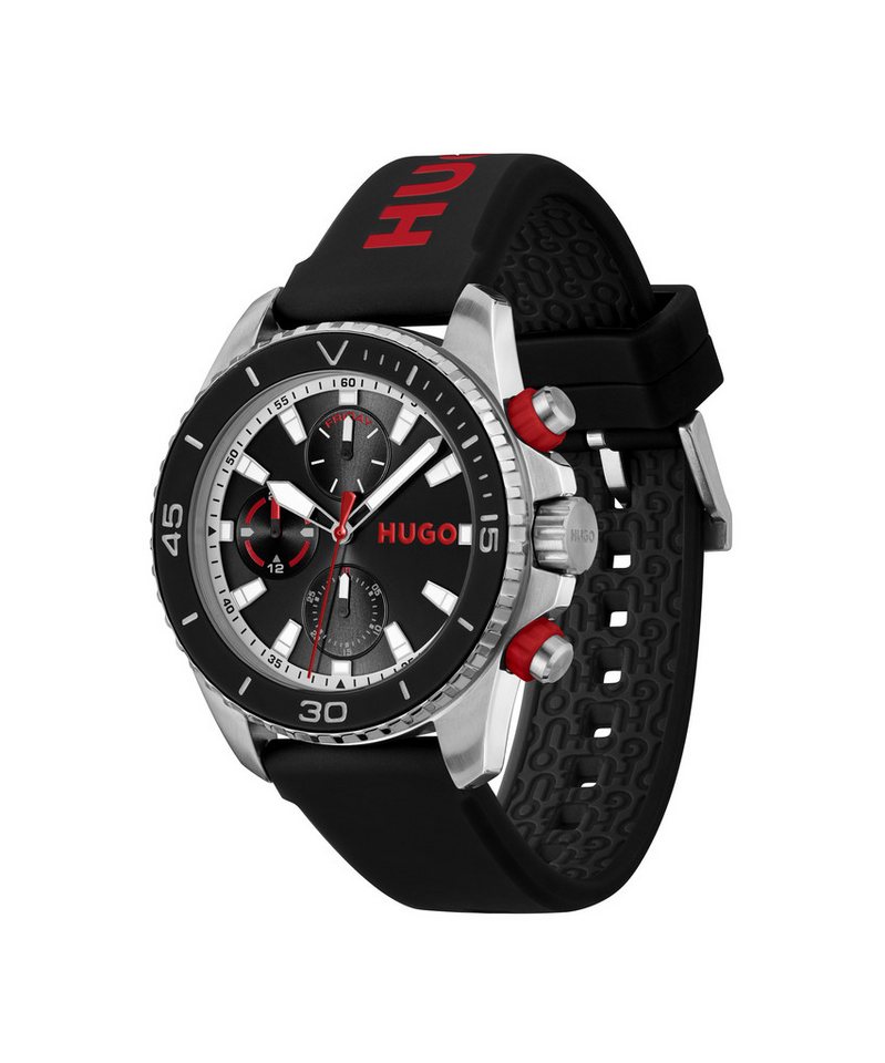 HUGO Multifunktionsuhr #DIVE 1530427, Quarzuhr, Armbanduhr, Herrenuhr, Silikonarmband, analog